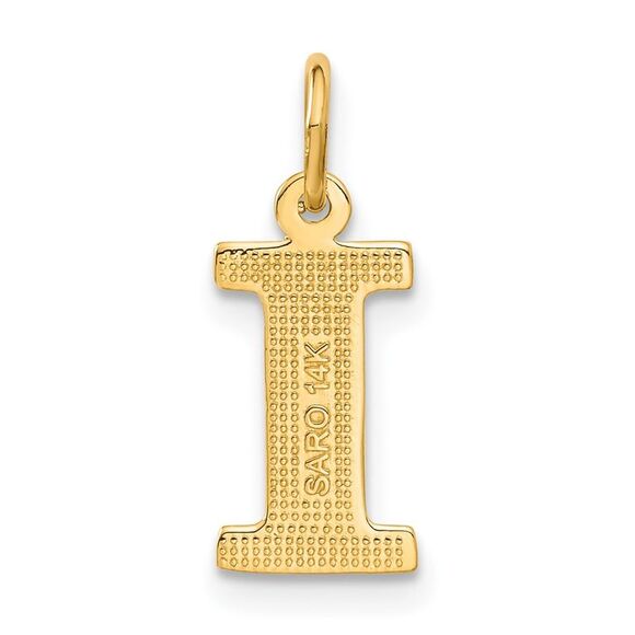 14k Yellow Gold, Julia Collection, Small Satin Block Initial I Pendant - Picture 3 of 6
